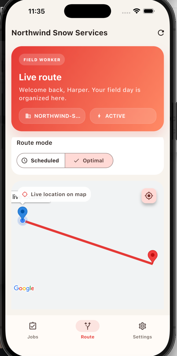 Tadester routing map interface